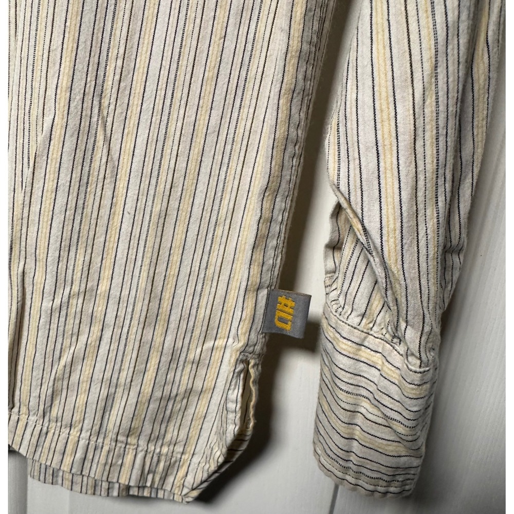 Alphanumeric Vintage Mens Long Sleeve Pearl Snap Shirt Striped Casual Size M - Picture 2 of 6
